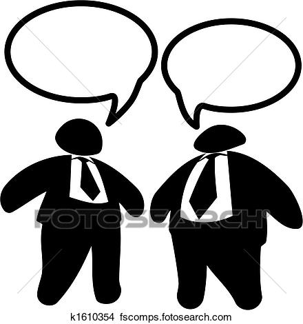 440x470 Clipart Of Two Big Fat Business Men Or Politicians Talk K1610354