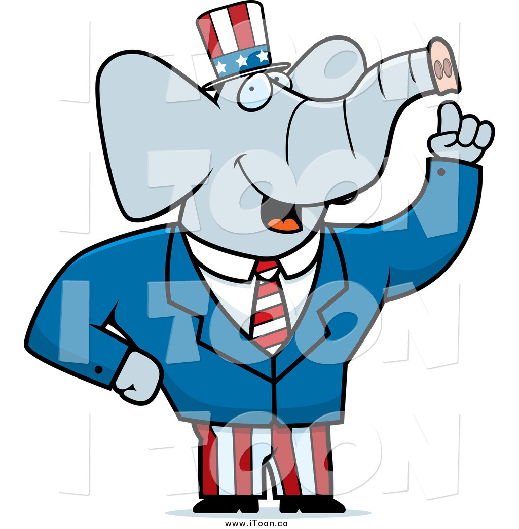 1024x1044 Royalty Free Cartoon Of A Talking American Elephant Politician By