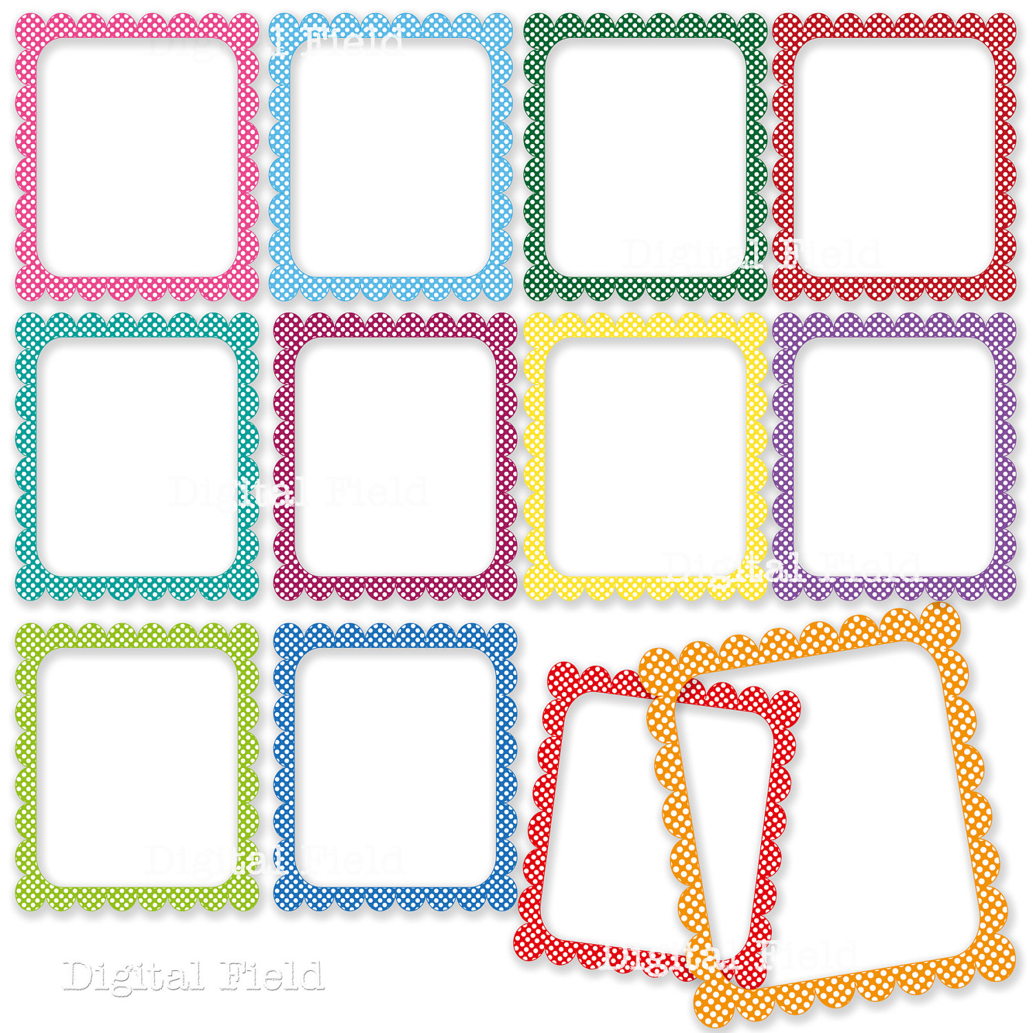 1500x1500 Polka Dot Frame Border Clipart