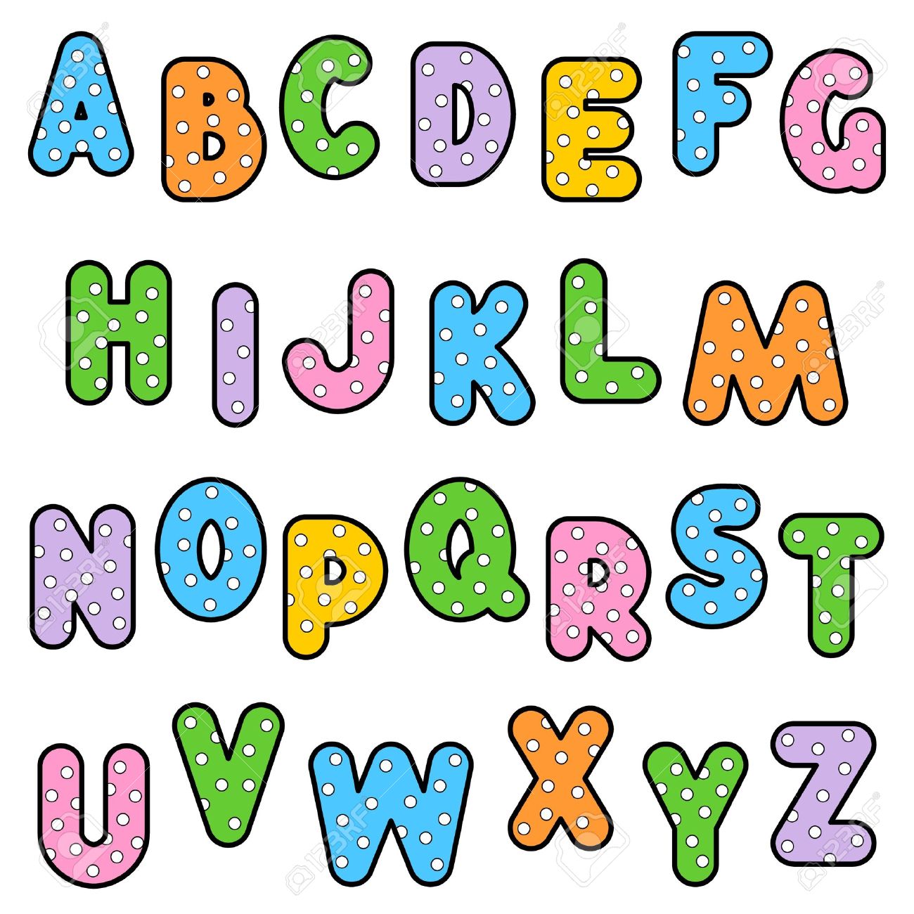 1300x1300 Free Polka Dot Alphabet Clipart