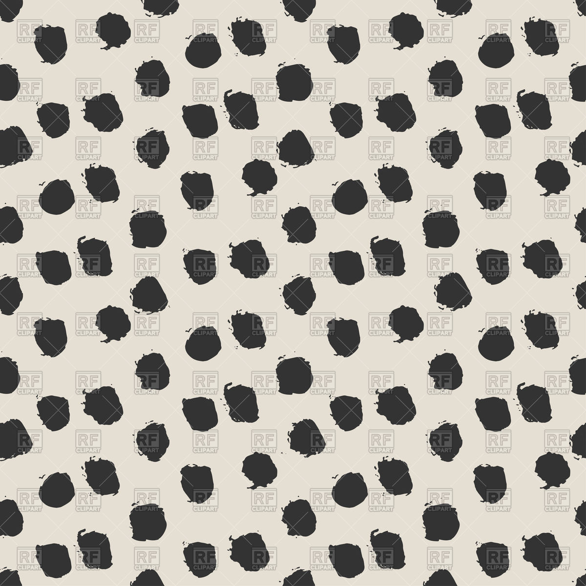 1200x1200 Seamless Ink Brush Painted Polka Dot Pattern Royalty Free Vector