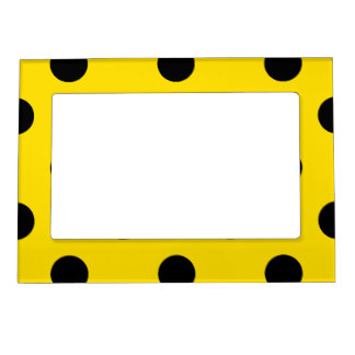 324x324 Yellow Black Polka Dot Magnetic Picture Frames Zazzle