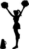 120x200 Cheerleader With Pom Poms And Megaphone Sticker