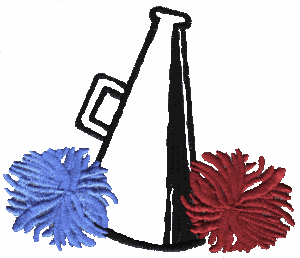 300x258 Megaphone Two Pom Poms Large Embroidery Design By Artbox Studio