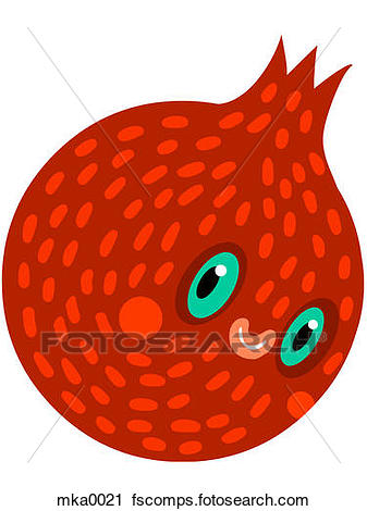 337x470 Clipart Of A Pomegranate With A Smiling Face Mka0021