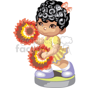 300x300 Royalty Free African American Cheerleader With Pom Poms 376481