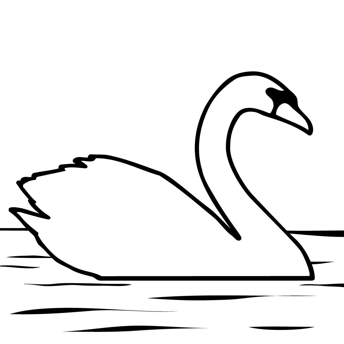 1200x1200 Clip Art Black And White Swan Clipart