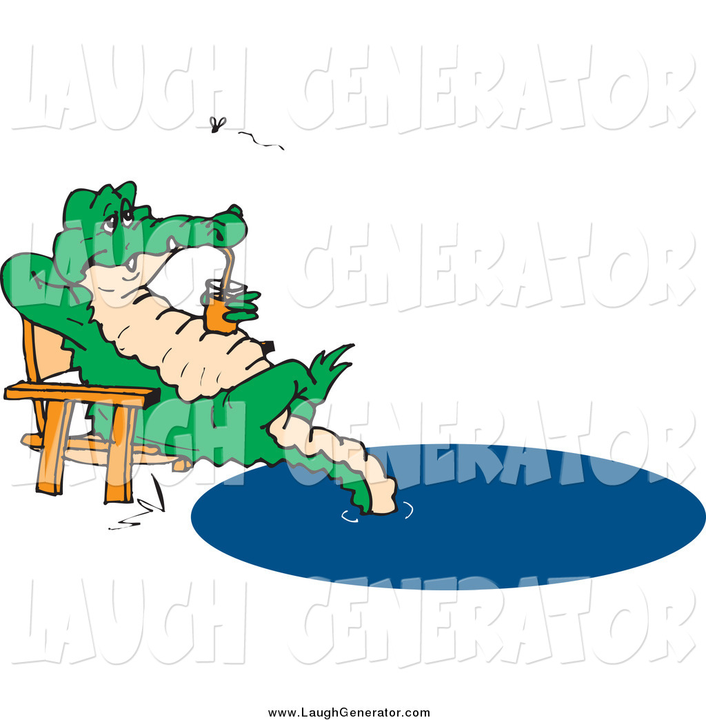 1024x1044 Humorous Clip Art Of A Relaxed Crocodile Sipping A Drink