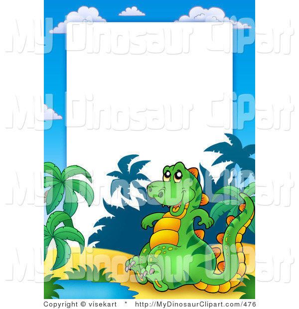 600x620 Clipart Of A Green Dinosaur And Pond Frame By Visekart
