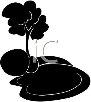 312x350 Picture Of Silhouette Of Pond With Rocksnd Tree In