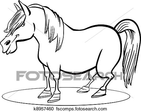 450x357 Clipart Of Cartoon Pony Horse Coloring Page K8957460