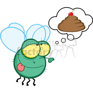 300x300 Royalty Free Cartoon Fly Dreaming Of Poo 384346 Vector Clip Art