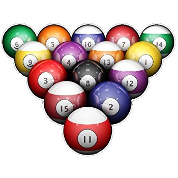 350x350 Billiard Balls Wall Decal Stickers, Pool Room, Game