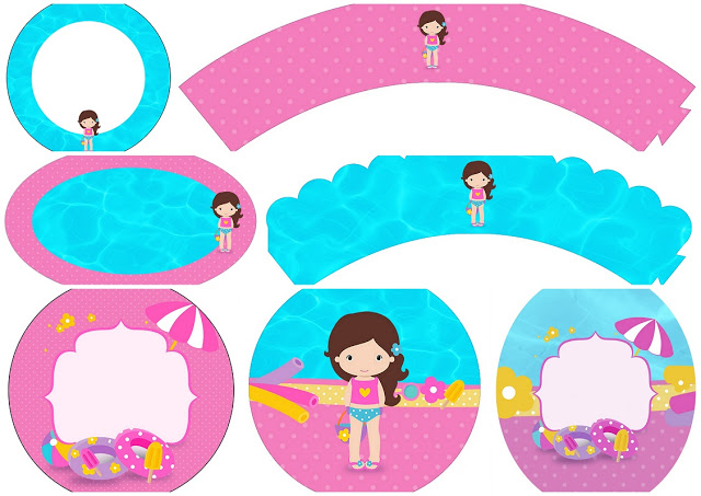 640x453 Brunette Girl Pool Party Free Printable Wrappers And Toppers