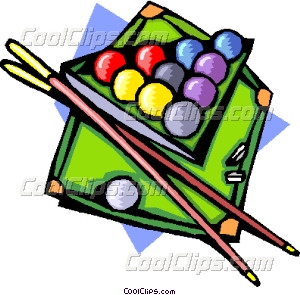 300x295 Pool Table With Ball And Cues Vector Clip Art
