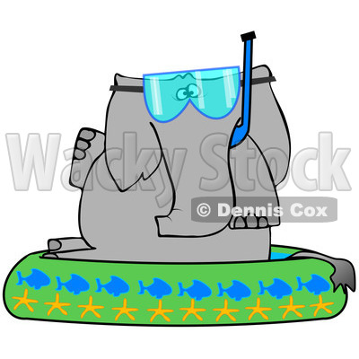 400x400 Free (Rf) Clipart Illustration Of An Elephant Wearing A Snorkel