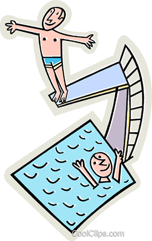 302x480 Swimming Pool With Diving Board Royalty Free Vector Clip Art