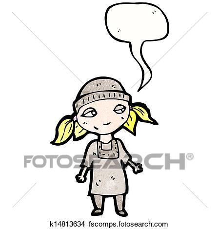 449x470 Clipart Of Cartoon Poor Orphan Girl With Speech Bubble K14813634