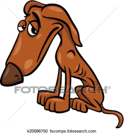 435x470 Clipart Of Poor Hungry Dog Cartoon Illustration K20086750