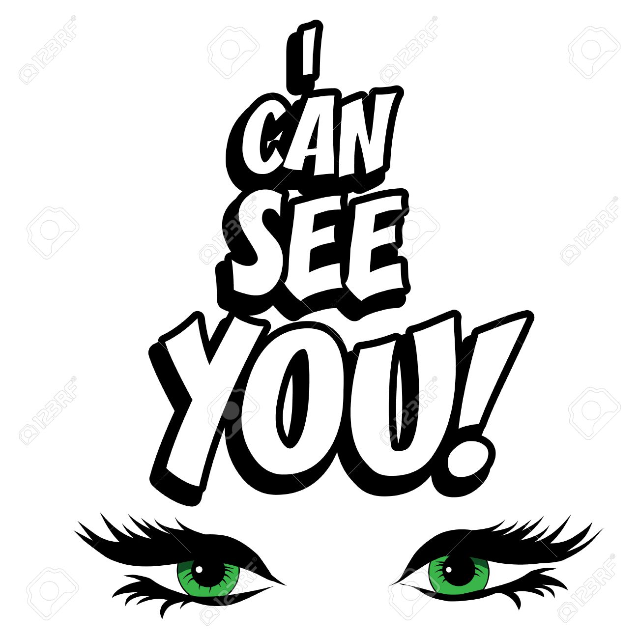 1300x1300 Pop Art Eyes With I Can See You Typography Royalty Free Cliparts