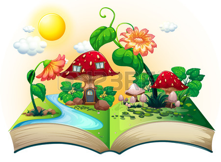 450x331 Illustration Of A Popup Book With Mushroom House Royalty Free