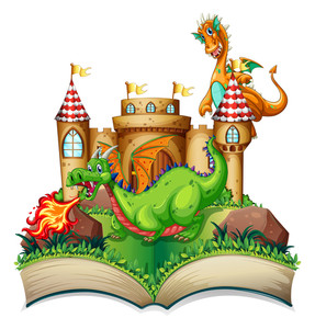 287x300 Illustration Of A Popup Book With Dragon And Tree Royalty Free