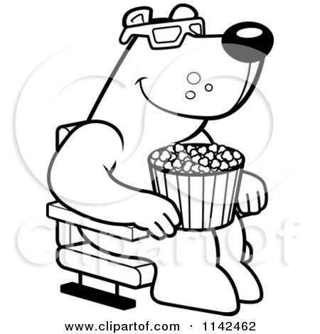 450x470 Cartoon Clipart Of A Black White Bear Eating Popcorn