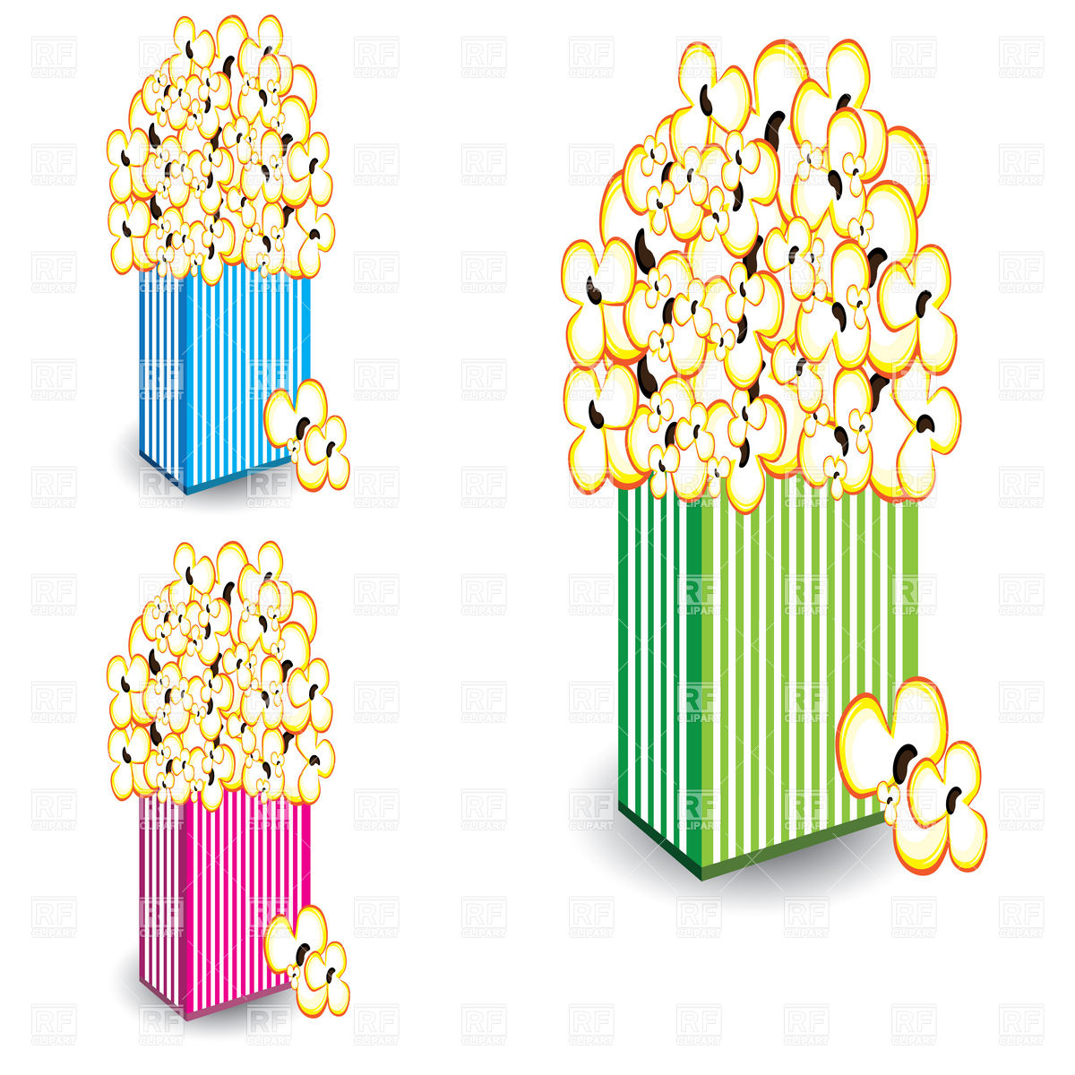 1200x1200 Popcorn In A Colorful Striped Bags Royalty Free Vector Clip Art