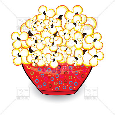 400x400 Popcorn In Red Bowl Royalty Free Vector Clip Art Image