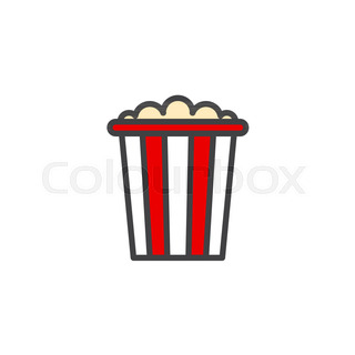 320x320 Popcorn Box Flat Icon, Vector Sign, Colorful Pictogram Isolated