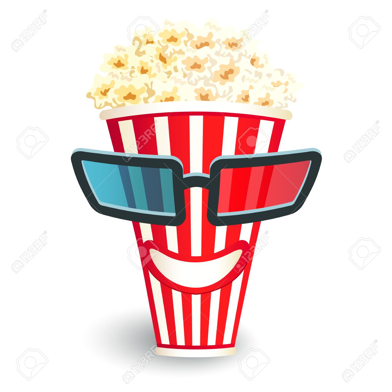 1300x1300 3d Glasses Put On A Box With Popcorn, Who Smiles Royalty Free