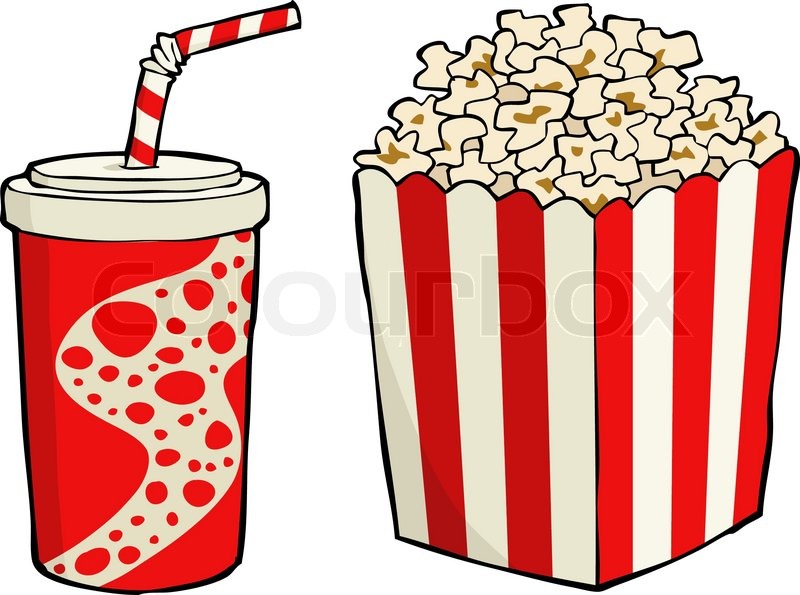 800x595 Box Of Popcorn With Soda Vector Illustration Stock Vector