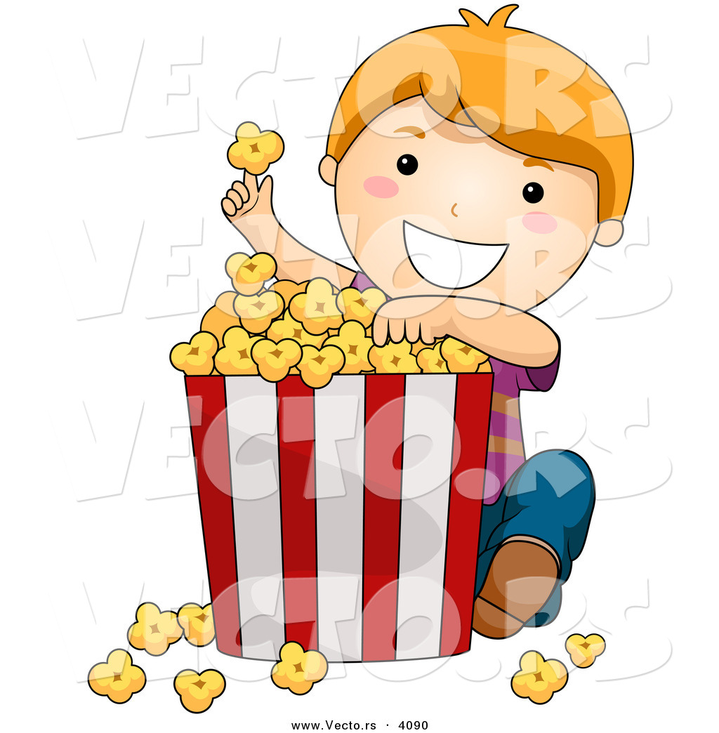 1024x1044 Vector Of Happy Cartoon Boy Eating Popcorn From Big Bucket By Bnp