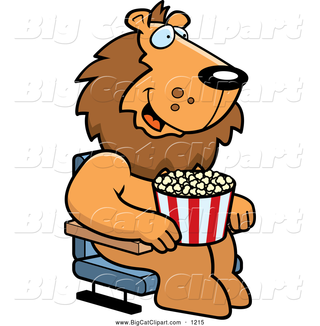 1024x1044 Big Cat Cartoon Vector Clipart Of A Lion With Popcorn