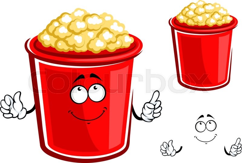 800x540 Cartoon Bucket Of Popcorn Character With Red Container Of Sweet