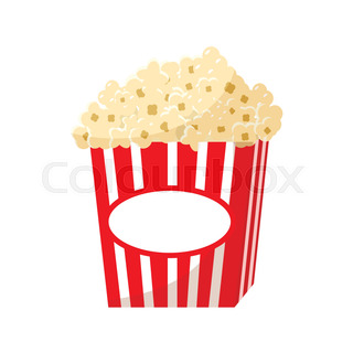 320x320 Popcorn In A Striped Tub Illustration On White Background Stock