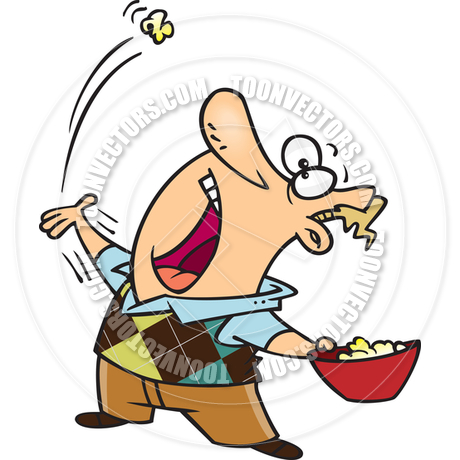 460x460 Cartoon Man Eating Popcorn By Ron Leishman Toon Vectors Eps