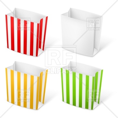 400x400 Empty Stripped Paper Bags For Popcorn Or French Fries Royalty Free