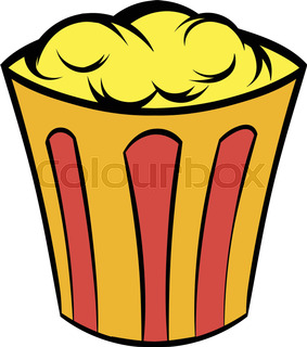 283x320 Popcorn In A Striped Tub Illustration On White Background Stock