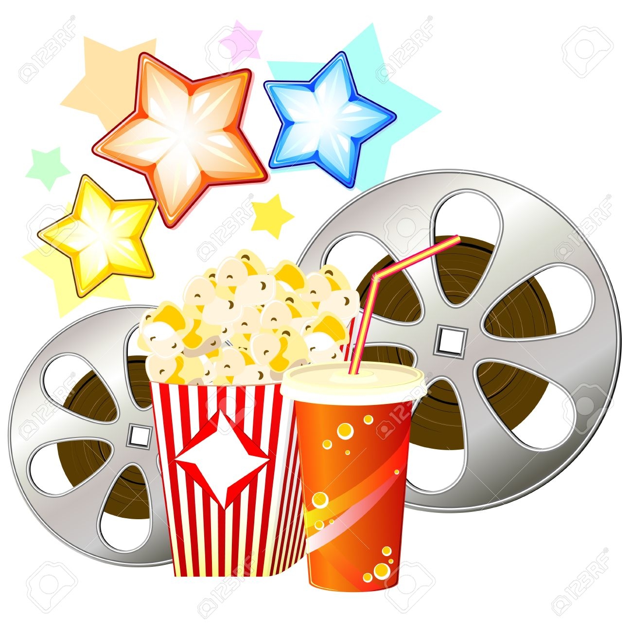 1300x1300 Movie Reel And Popcorn Clipart