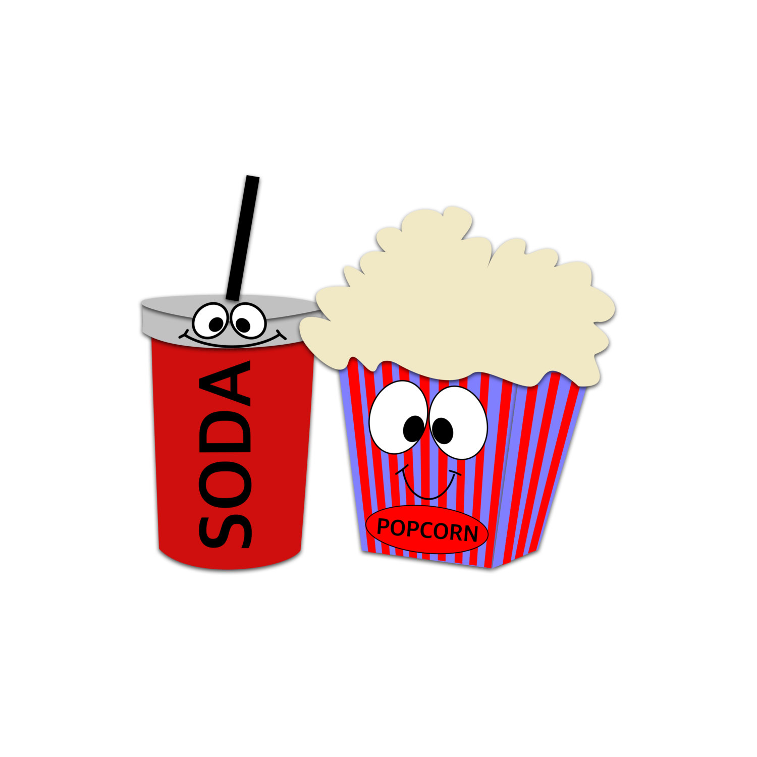 1500x1500 Popcorn Character Clipart Soda Clipart Movie Snacks
