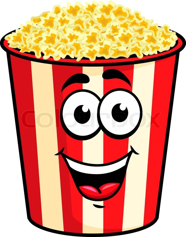 629x800 Popcorn In A Striped Tub Illustration On White Background Stock