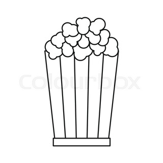 320x320 Opened Red White Paper Box With Popcorn. Popcorn Logo. Vector