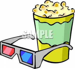 300x275 Glasses And A Bucket Of Popcorn Clip Art Image