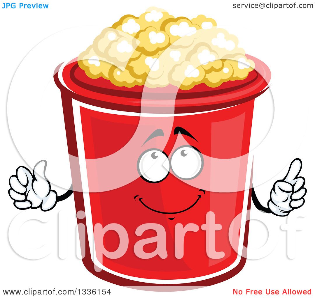1080x1024 Clipart Of A Cartoon Popcorn Bucket Character Holding Up A Finger