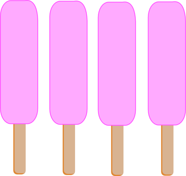 600x568 4 Pink Single Popsicle Clip Art