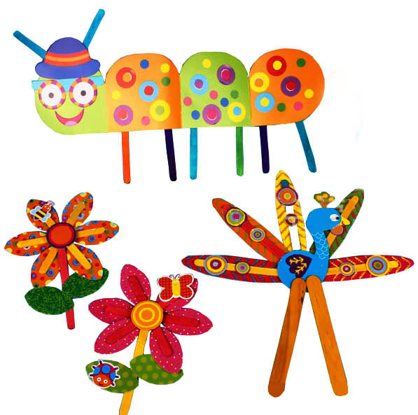 597x593 9 Pcs Children Diy Cartoon Color Popsicle Stick Paper Stickers