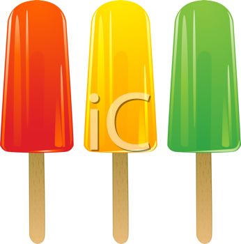 346x350 Picture Of Three Different Colored Popsicles In A Vector Clip Art