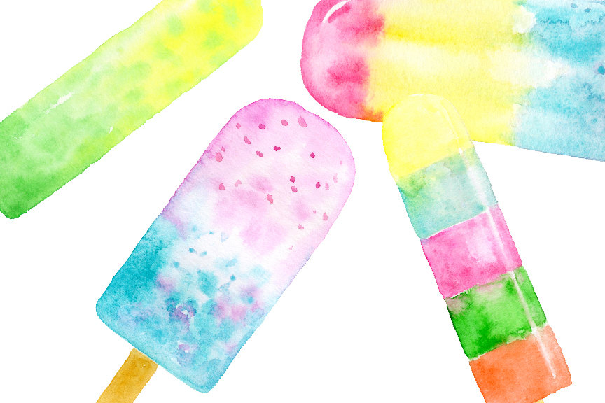 864x576 Hand Painted Watercolor Popsicles And Popsicle Van Printable