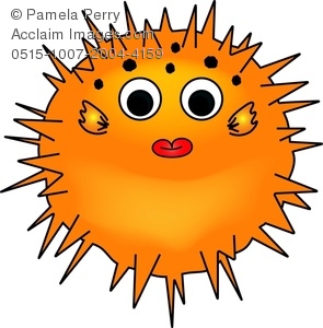 295x300 Clip Art Image Of A Cute Cartoon Puffer Fish